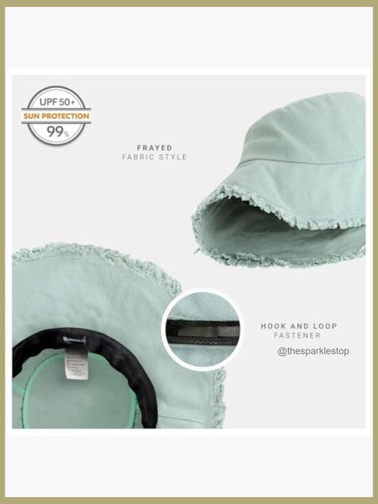 Frayed Bucket Hat Washed Cotton Floppy Wide Brim Summer Beach main image 4